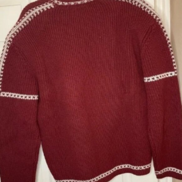 1950s Vintage Wool Ski Sweater / Saks Fifth Avenue Pure Austrian Wool V-neck XL - Picture 4 of 5